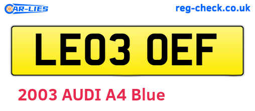 LE03OEF are the vehicle registration plates.