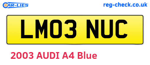 LM03NUC are the vehicle registration plates.
