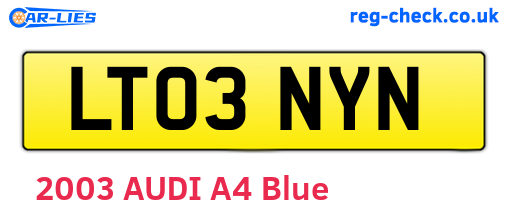 LT03NYN are the vehicle registration plates.