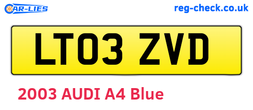 LT03ZVD are the vehicle registration plates.