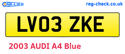 LV03ZKE are the vehicle registration plates.