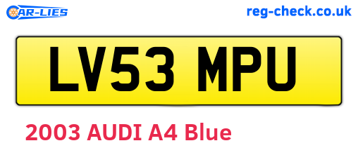 LV53MPU are the vehicle registration plates.