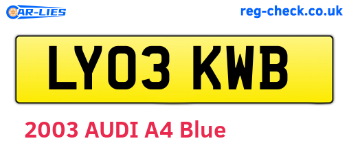 LY03KWB are the vehicle registration plates.