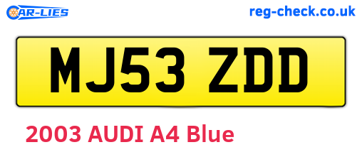 MJ53ZDD are the vehicle registration plates.