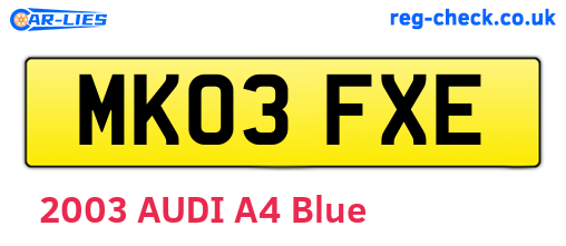 MK03FXE are the vehicle registration plates.