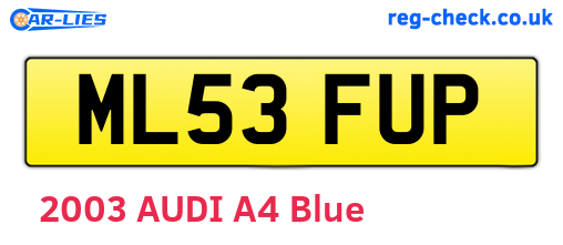 ML53FUP are the vehicle registration plates.