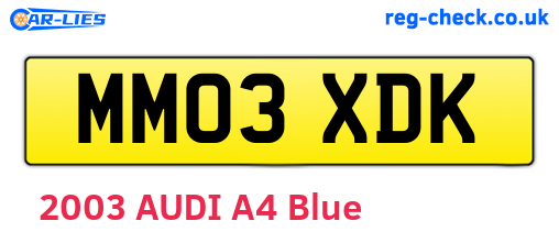 MM03XDK are the vehicle registration plates.
