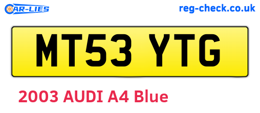 MT53YTG are the vehicle registration plates.