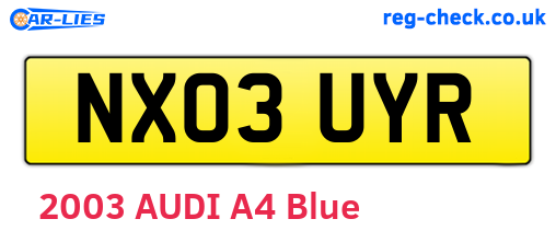 NX03UYR are the vehicle registration plates.