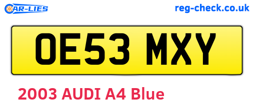 OE53MXY are the vehicle registration plates.