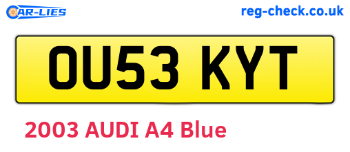 OU53KYT are the vehicle registration plates.