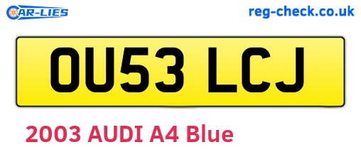 OU53LCJ are the vehicle registration plates.