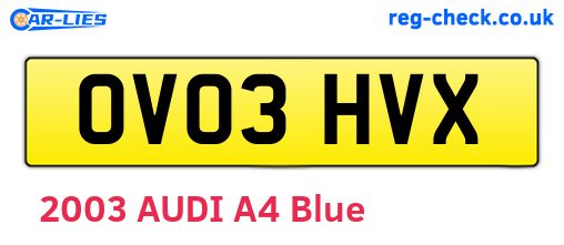 OV03HVX are the vehicle registration plates.