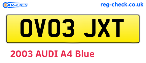 OV03JXT are the vehicle registration plates.