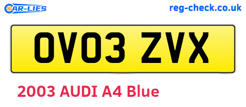 OV03ZVX are the vehicle registration plates.