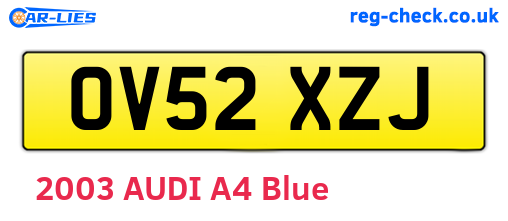 OV52XZJ are the vehicle registration plates.
