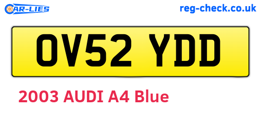OV52YDD are the vehicle registration plates.