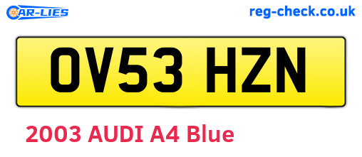 OV53HZN are the vehicle registration plates.