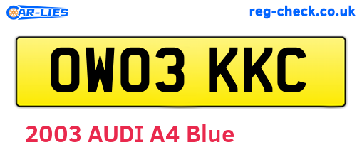 OW03KKC are the vehicle registration plates.
