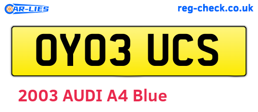 OY03UCS are the vehicle registration plates.