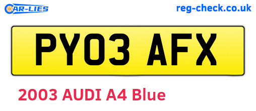 PY03AFX are the vehicle registration plates.