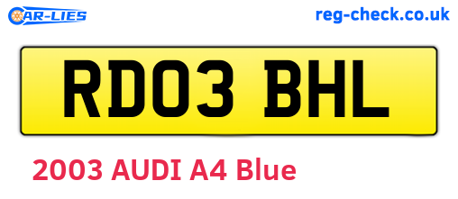RD03BHL are the vehicle registration plates.