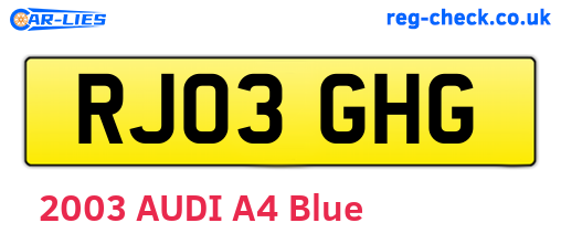 RJ03GHG are the vehicle registration plates.