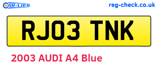 RJ03TNK are the vehicle registration plates.
