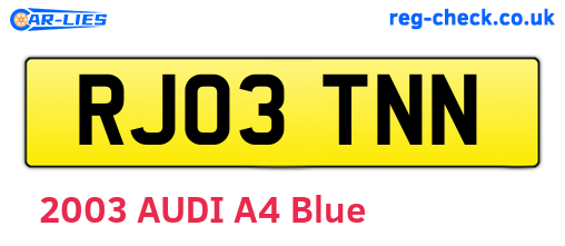RJ03TNN are the vehicle registration plates.