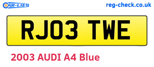 RJ03TWE are the vehicle registration plates.