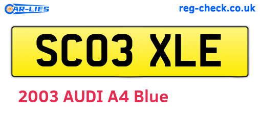 SC03XLE are the vehicle registration plates.