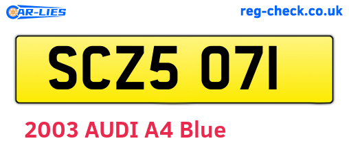 SCZ5071 are the vehicle registration plates.
