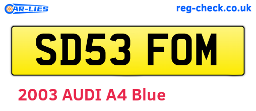 SD53FOM are the vehicle registration plates.
