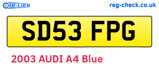 SD53FPG are the vehicle registration plates.