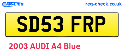 SD53FRP are the vehicle registration plates.