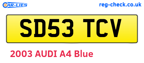 SD53TCV are the vehicle registration plates.
