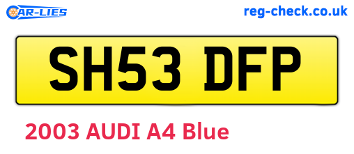 SH53DFP are the vehicle registration plates.