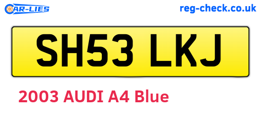 SH53LKJ are the vehicle registration plates.