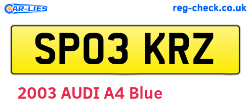 SP03KRZ are the vehicle registration plates.