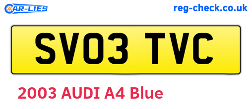 SV03TVC are the vehicle registration plates.