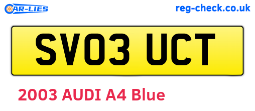 SV03UCT are the vehicle registration plates.