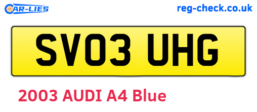 SV03UHG are the vehicle registration plates.