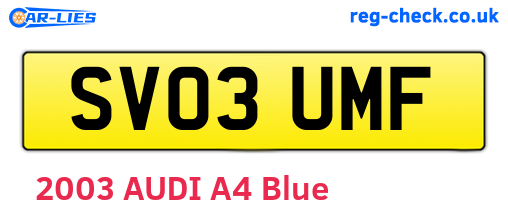 SV03UMF are the vehicle registration plates.