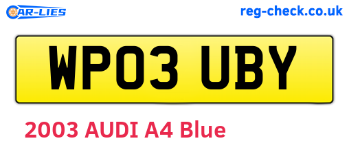 WP03UBY are the vehicle registration plates.
