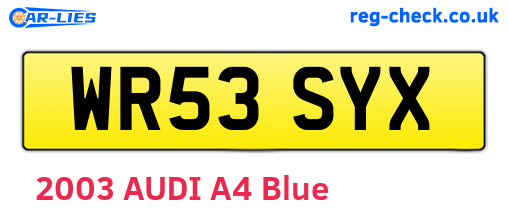 WR53SYX are the vehicle registration plates.