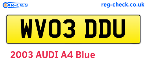 WV03DDU are the vehicle registration plates.