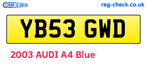 YB53GWD are the vehicle registration plates.