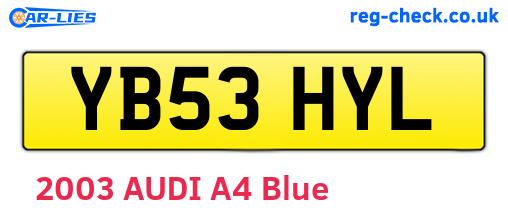 YB53HYL are the vehicle registration plates.