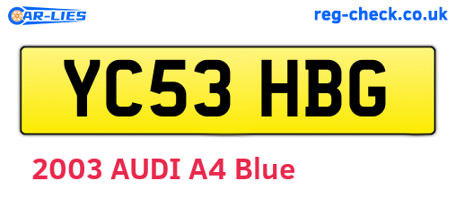 YC53HBG are the vehicle registration plates.