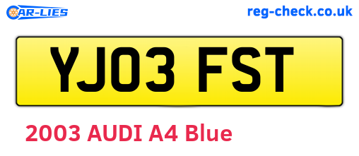 YJ03FST are the vehicle registration plates.